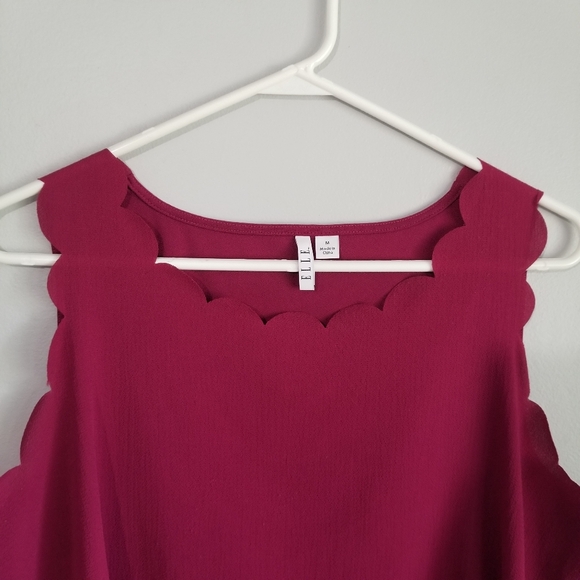 Elle Sleeveless Scalloped Trim Top Womens Pink Med Blouse - Picture 2 of 9